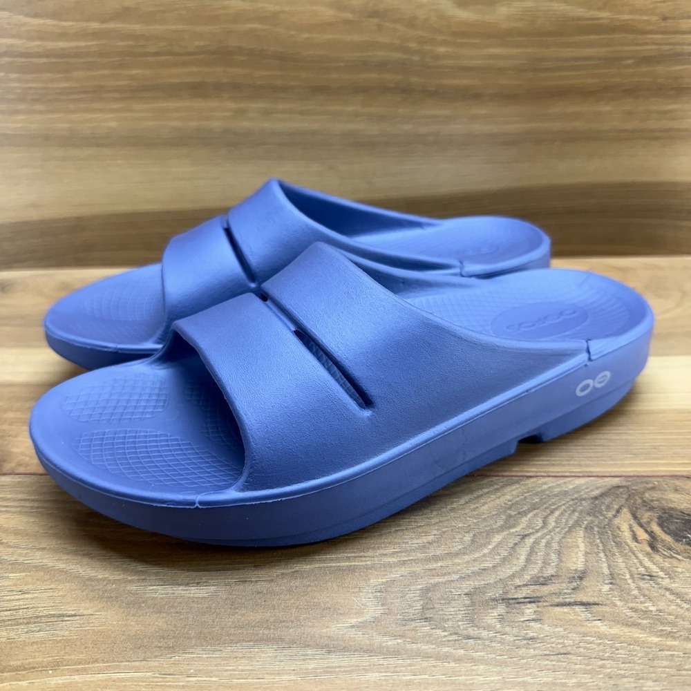 OOFOS Slide Sandals in Periwinkle Blue - Picture 3 of 11